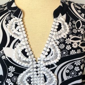 Crown & Ivy, Navy & White, Top XL